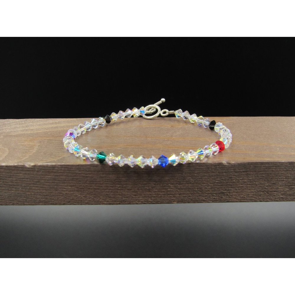 7" Sterling Silver Clear Crystal Simple Bracelet Vintage Elegant Beautiful